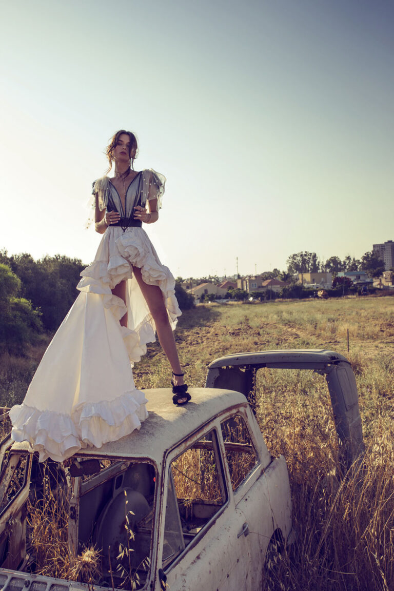 Wedding dress campaign for Zahavit Tshuba — bridal photography by Utopia Milano Production, Milan
