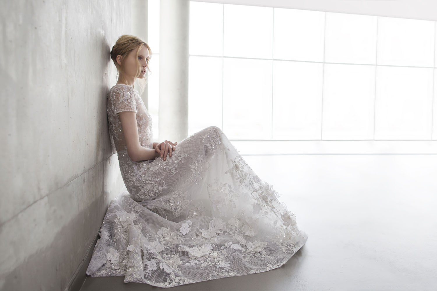 Wedding dress campaign for Mira Zwillinger — bridal photography by Utopia Milano Production, Milan