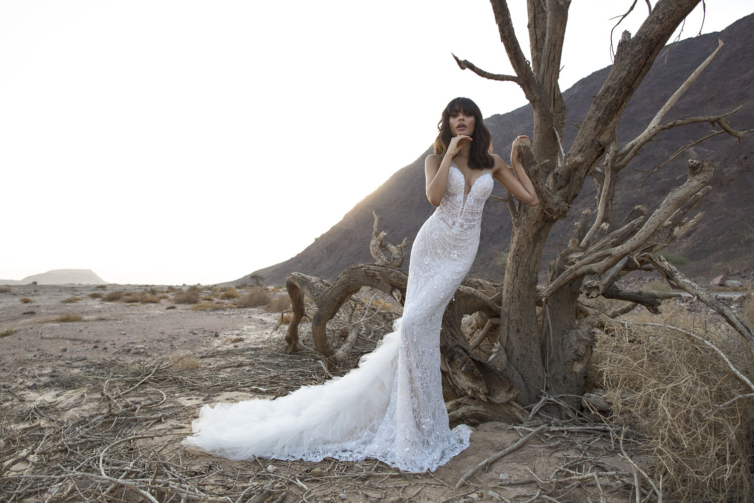 Wedding dress campaign for Pnina Tornai “Desert” — bridal photography by Utopia Milano Production, Milan