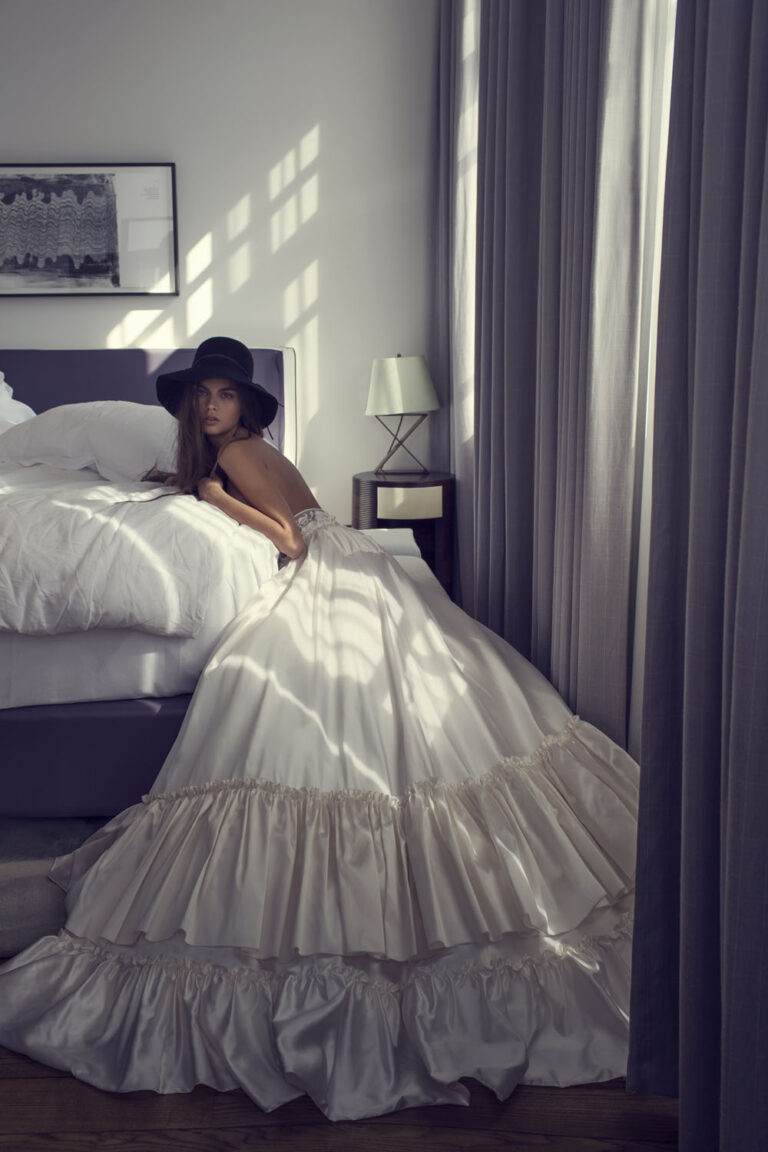 Wedding dress campaign for Zahavit Tshuba — bridal photography by Utopia Milano Production, Milan