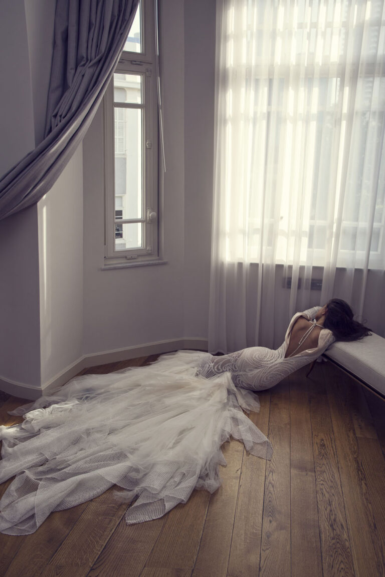 Wedding dress campaign for Zahavit Tshuba — bridal photography by Utopia Milano Production, Milan