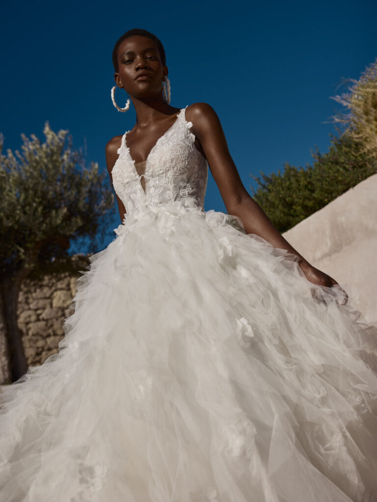 Wedding dress campaign for Lillian West SS24 — bridal photography by Utopia Milano Production, Milan