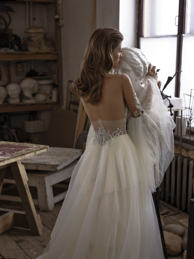 Wedding dress campaign for Rara Avis — bridal photography by Utopia Milano Production, Milan