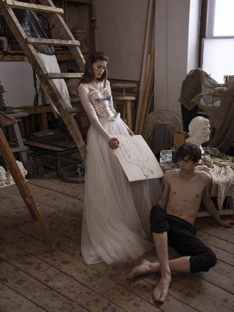 Wedding dress campaign for Rara Avis — bridal photography by Utopia Milano Production, Milan