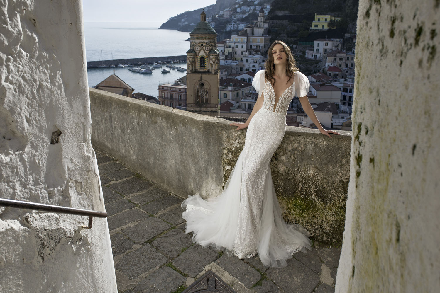 Wedding dress campaign for Capri Sposa — bridal photography by Utopia Milano Production, Milan