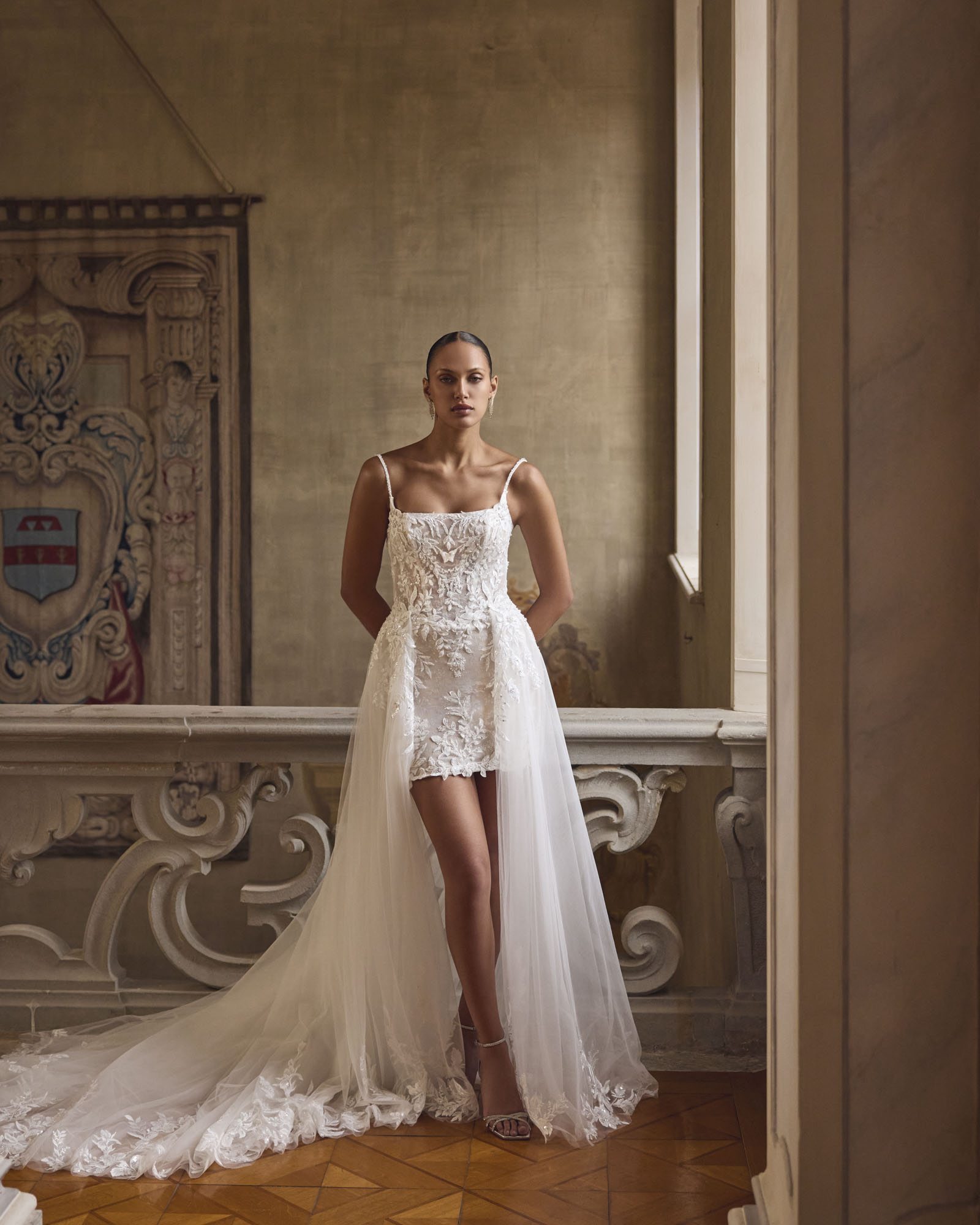 Wedding dress campaign for Justin Alexander SS25 — bridal photography by Utopia Milano Production, Milan