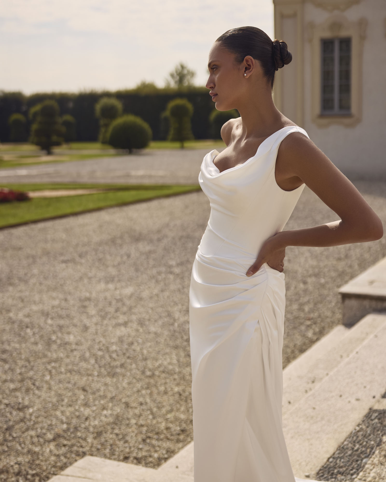 Wedding dress campaign for Justin Alexander SS25 — bridal photography by Utopia Milano Production, Milan