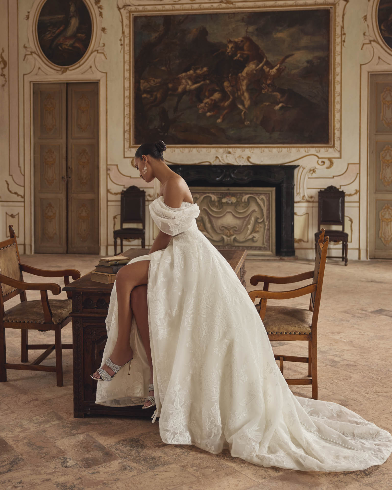 Wedding dress campaign for Justin Alexander SS25 — bridal photography by Utopia Milano Production, Milan