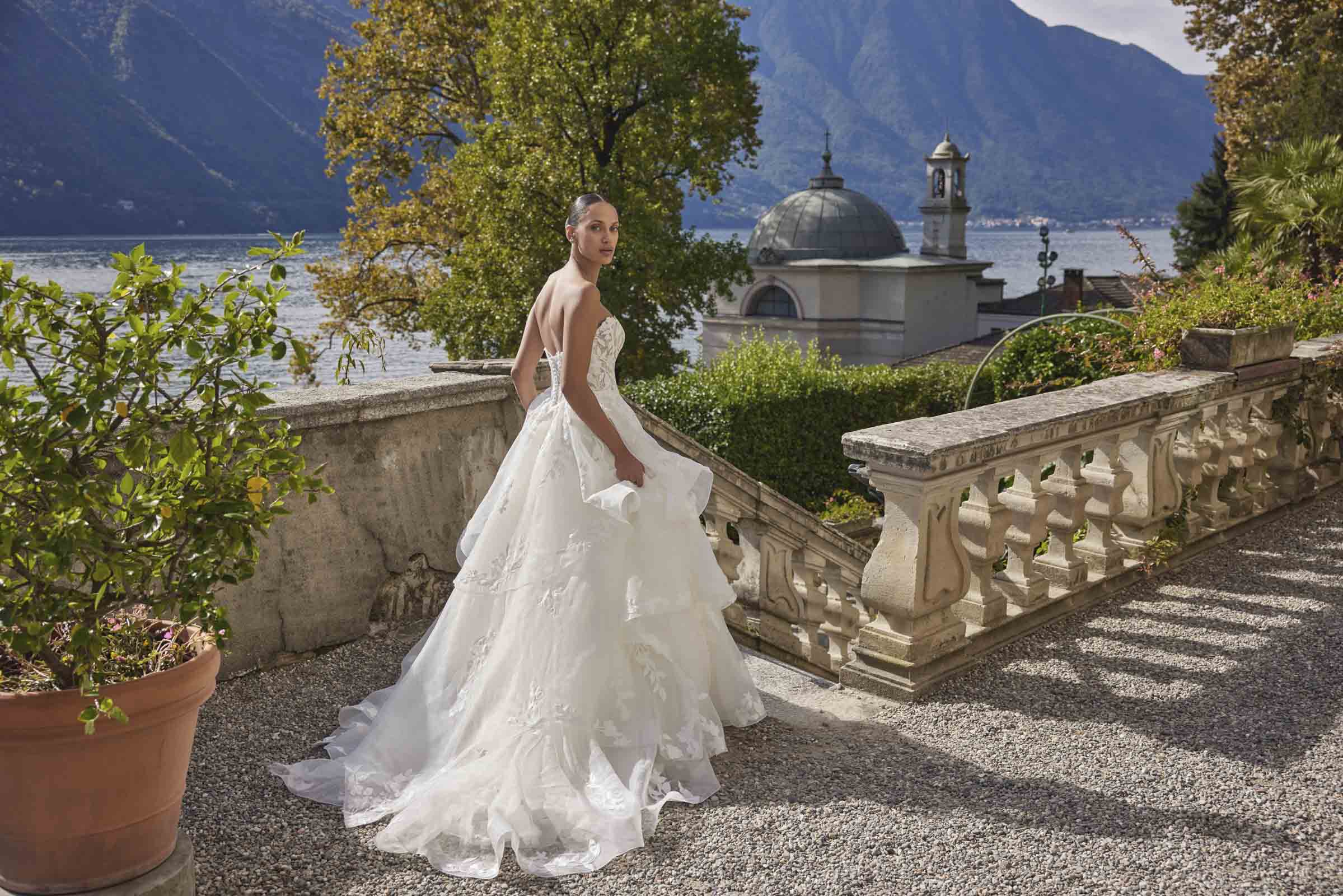 Wedding dress campaign for Justin Alexander SS25 — bridal photography by Utopia Milano Production, Milan